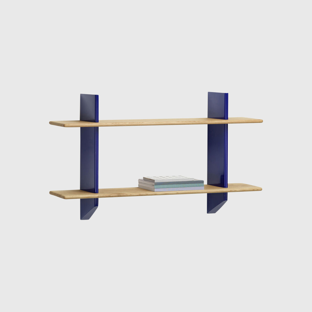 Rayonnage Mural Bookcase, Bleu Marcoule, Natural Oak